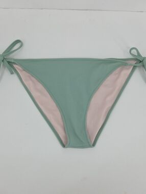 Shade & Shore Sage Green Bikini Bottom with Pink Lining and Side Ties